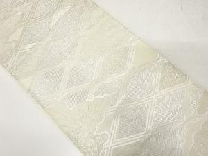 斜め格子に雲・松葉模様織り出し袋帯